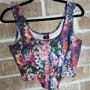 Floral corset crop top tank top bustier structured boned